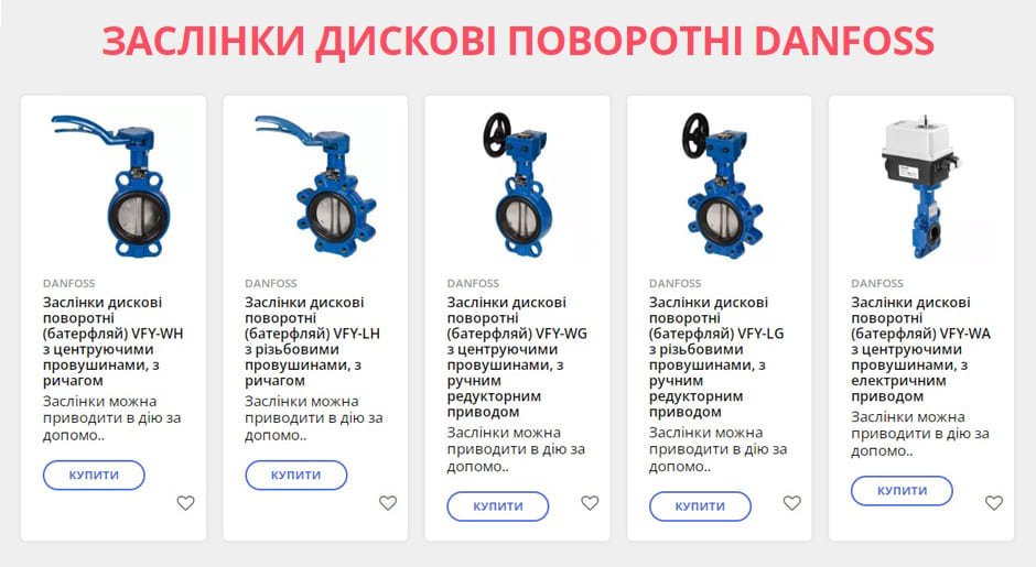 Розділ Заслінки дискові поворотні Danfoss вже заповнено на нашому сайті
